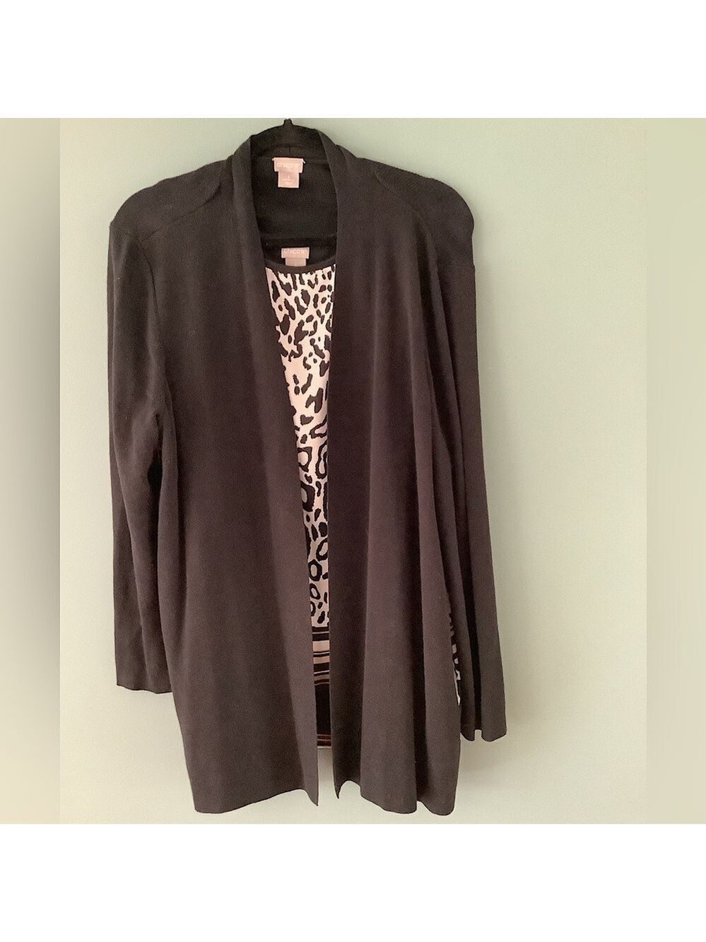 Chico’s Sweater & Camisole Set Black & Leopard Size 3 (16-18)